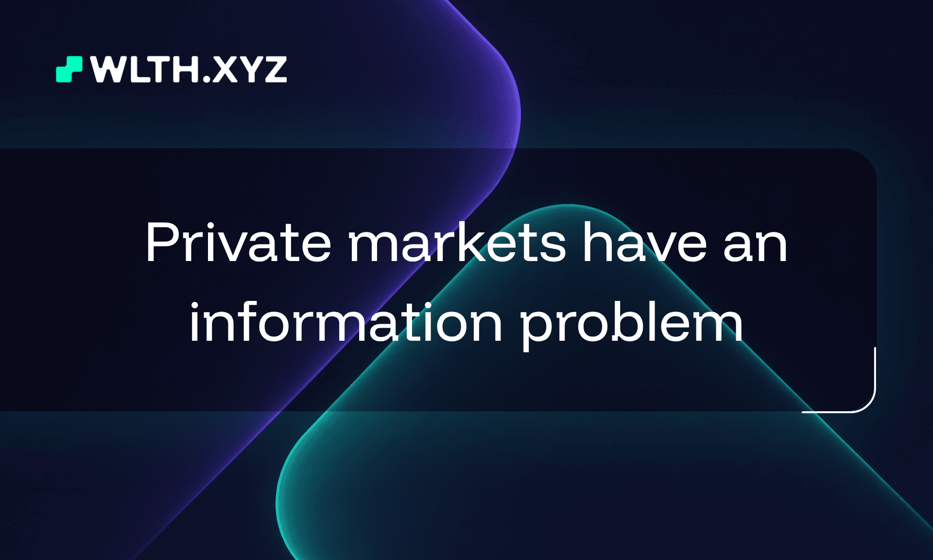 Private markets have an information problem